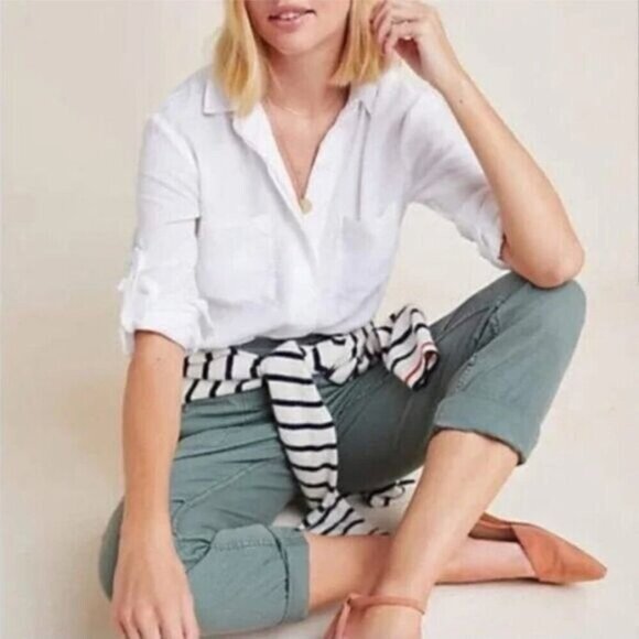 Anthropologie Cloth & Stone Split Back Button Down Button Shirt - Small - Picture 13 of 14